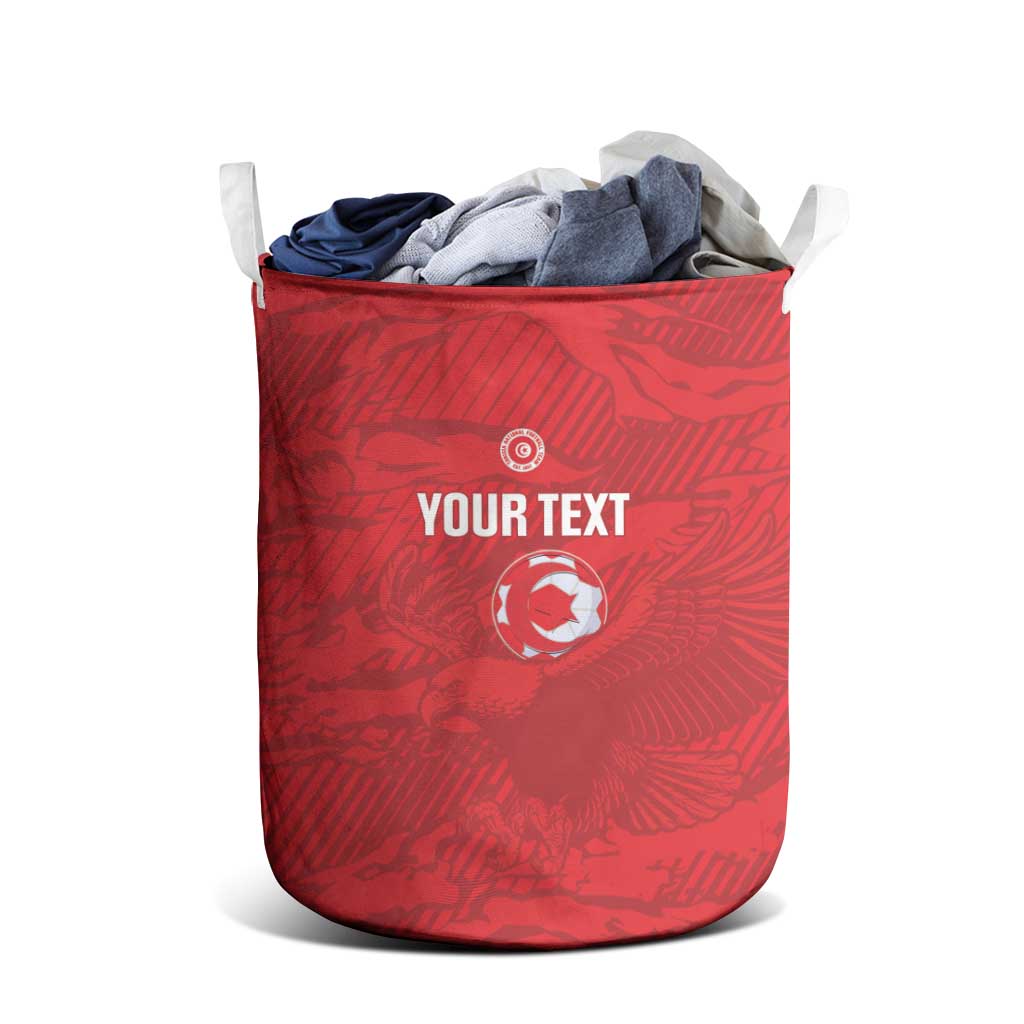 Custom Tunisia Football Laundry Basket 2026 Eagles of Carthage Red Grunge - Wonder Print Shop