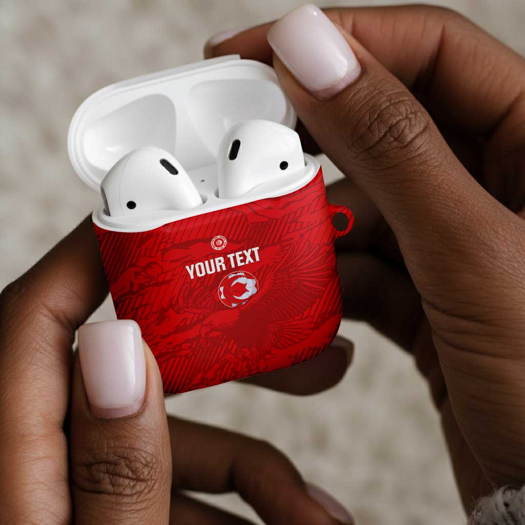 Custom Tunisia Football AirPods Case 2026 Eagles of Carthage Red Grunge - Wonder Print Shop