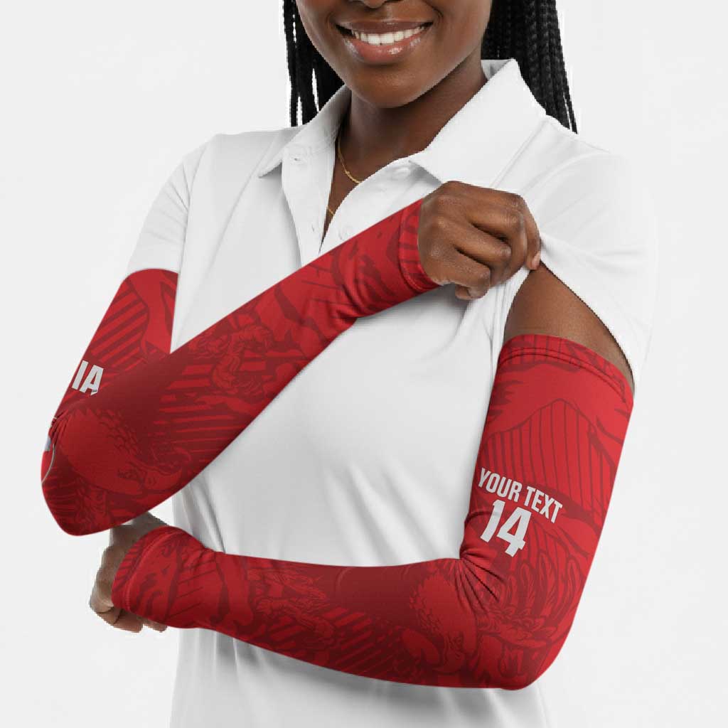 Custom Tunisia Football Arm Sleeves 2026 Eagles of Carthage Red Grunge - Wonder Print Shop