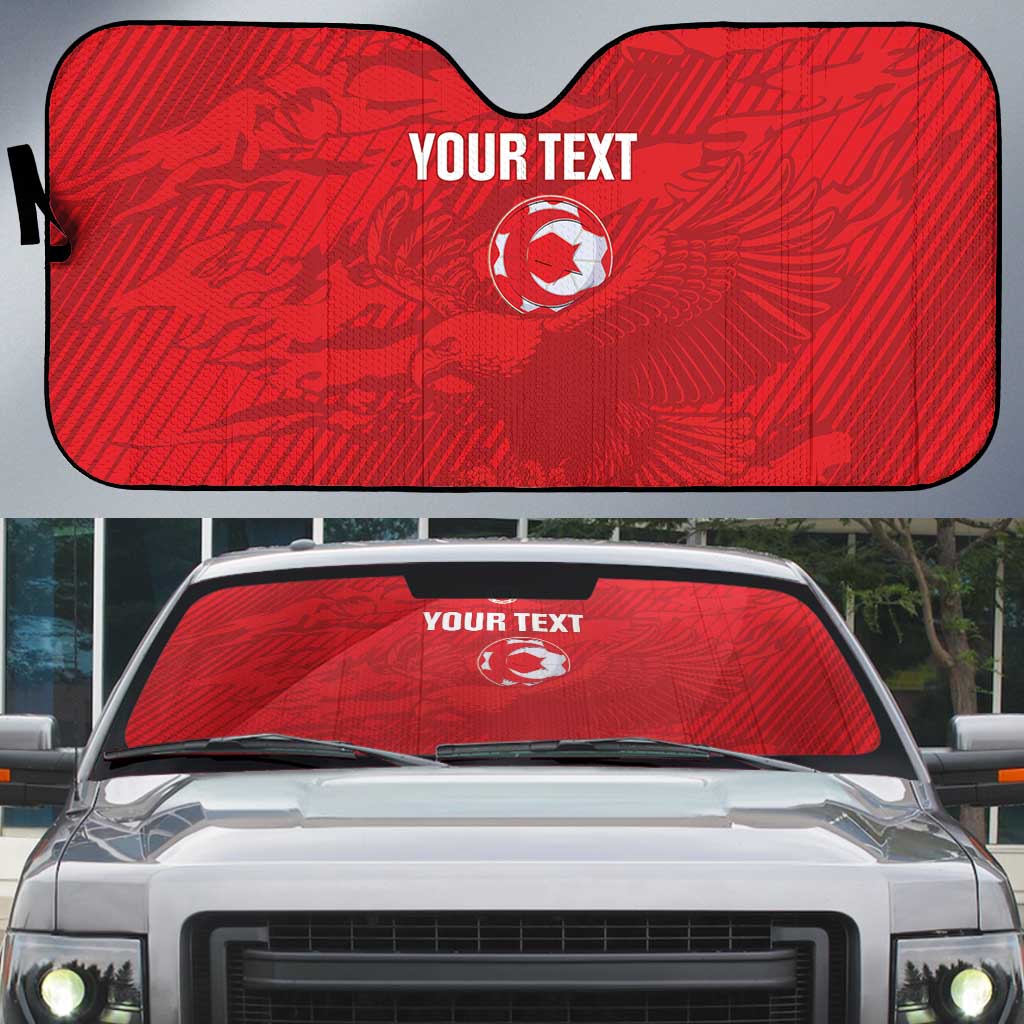 Custom Tunisia Football Auto Sun Shade 2026 Eagles of Carthage Red Grunge - Wonder Print Shop