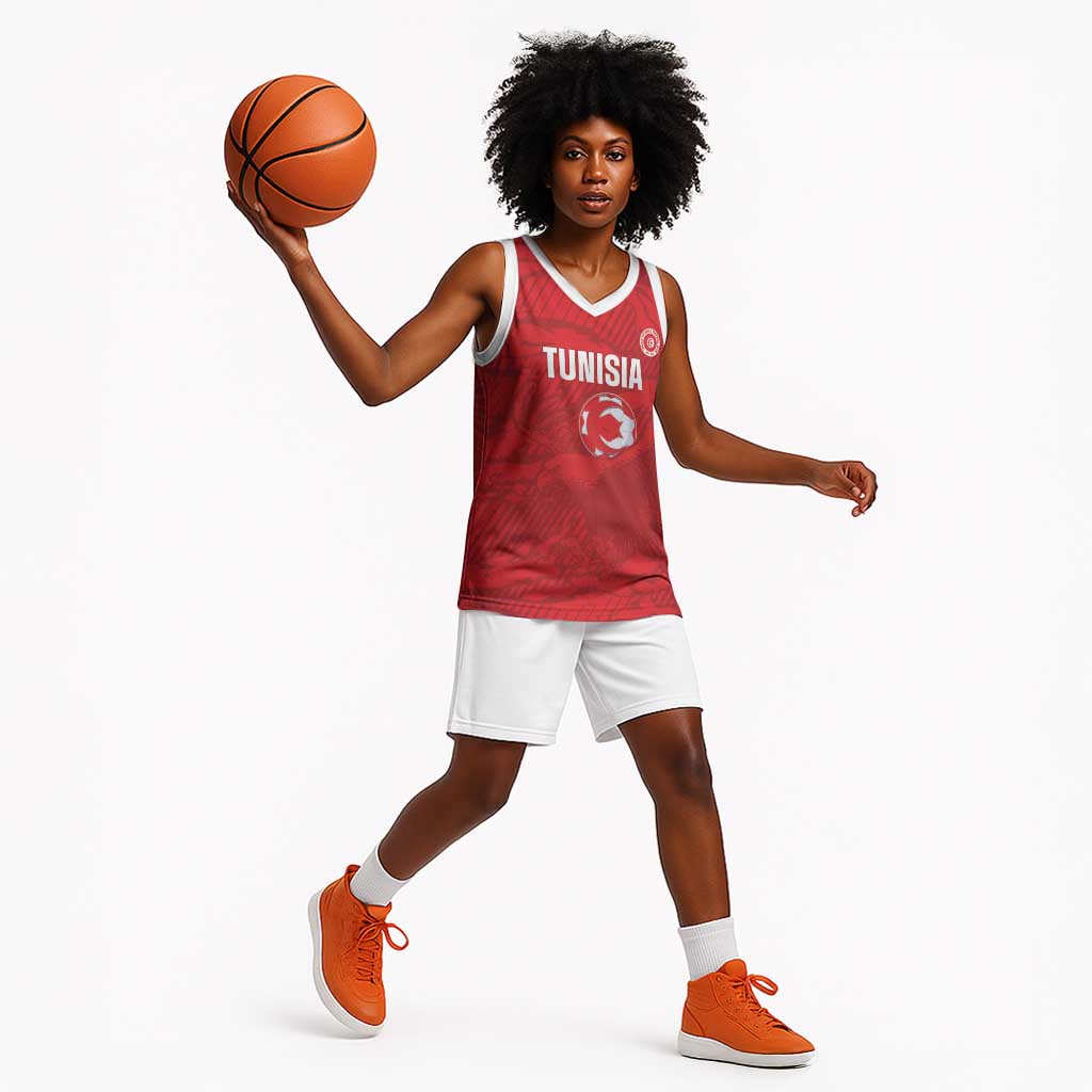 Custom Tunisia Football Basketball Jersey 2026 Eagles of Carthage Red Grunge - Wonder Print Shop