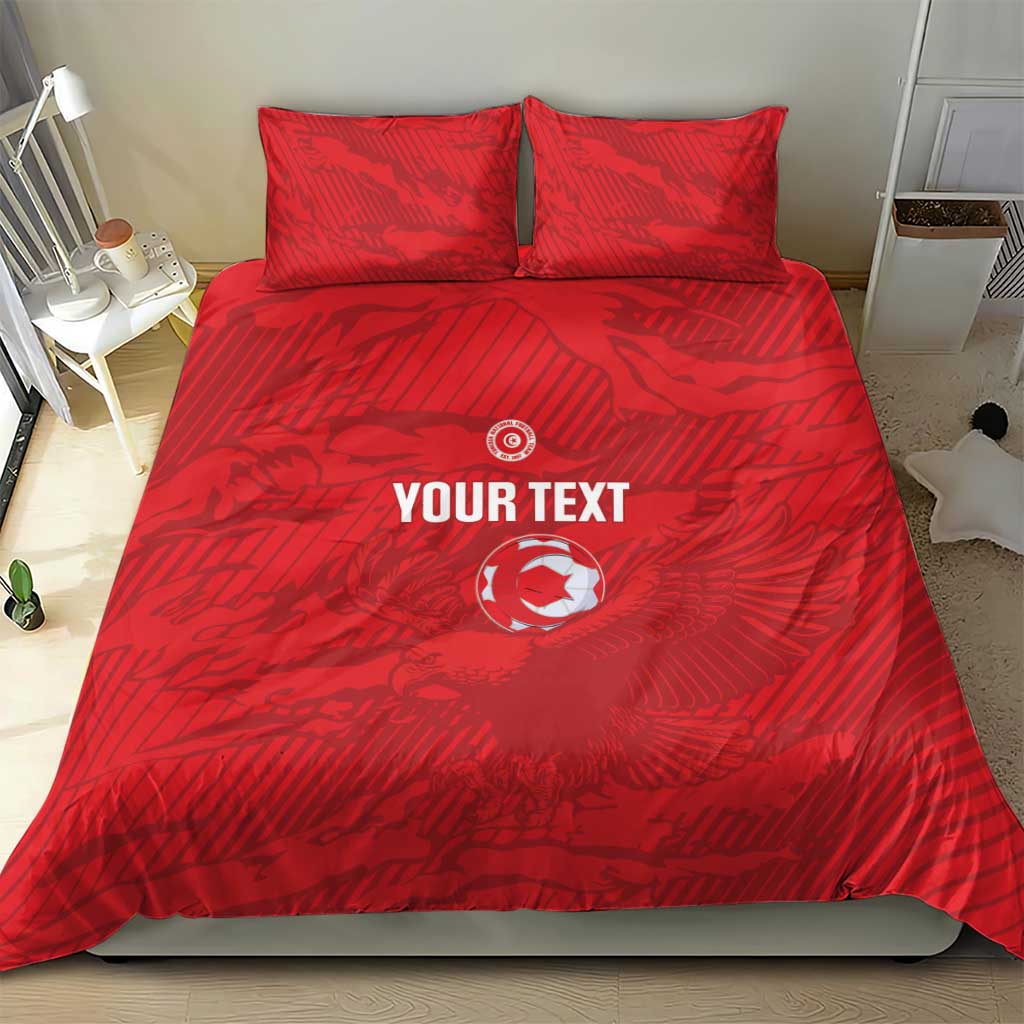 Custom Tunisia Football Bedding Set 2026 Eagles of Carthage Red Grunge - Wonder Print Shop