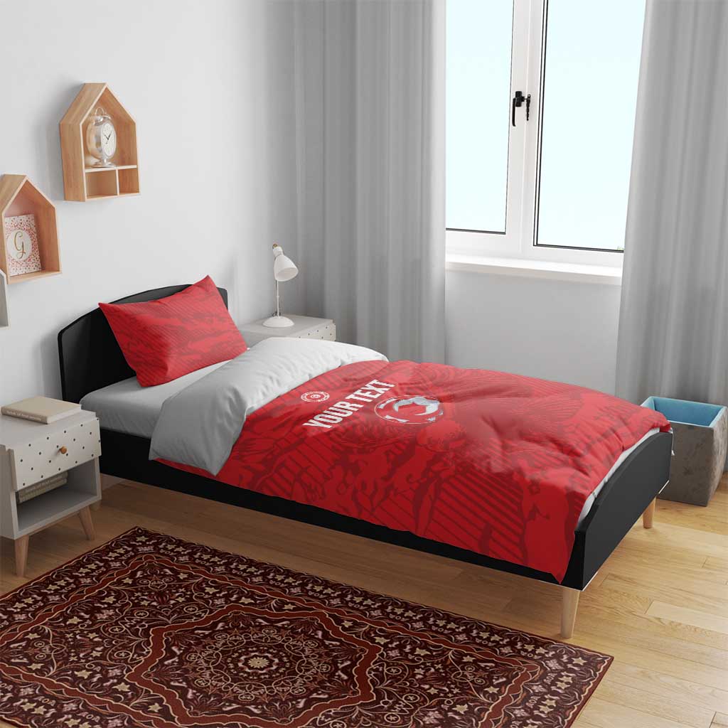 Custom Tunisia Football Bedding Set 2026 Eagles of Carthage Red Grunge - Wonder Print Shop