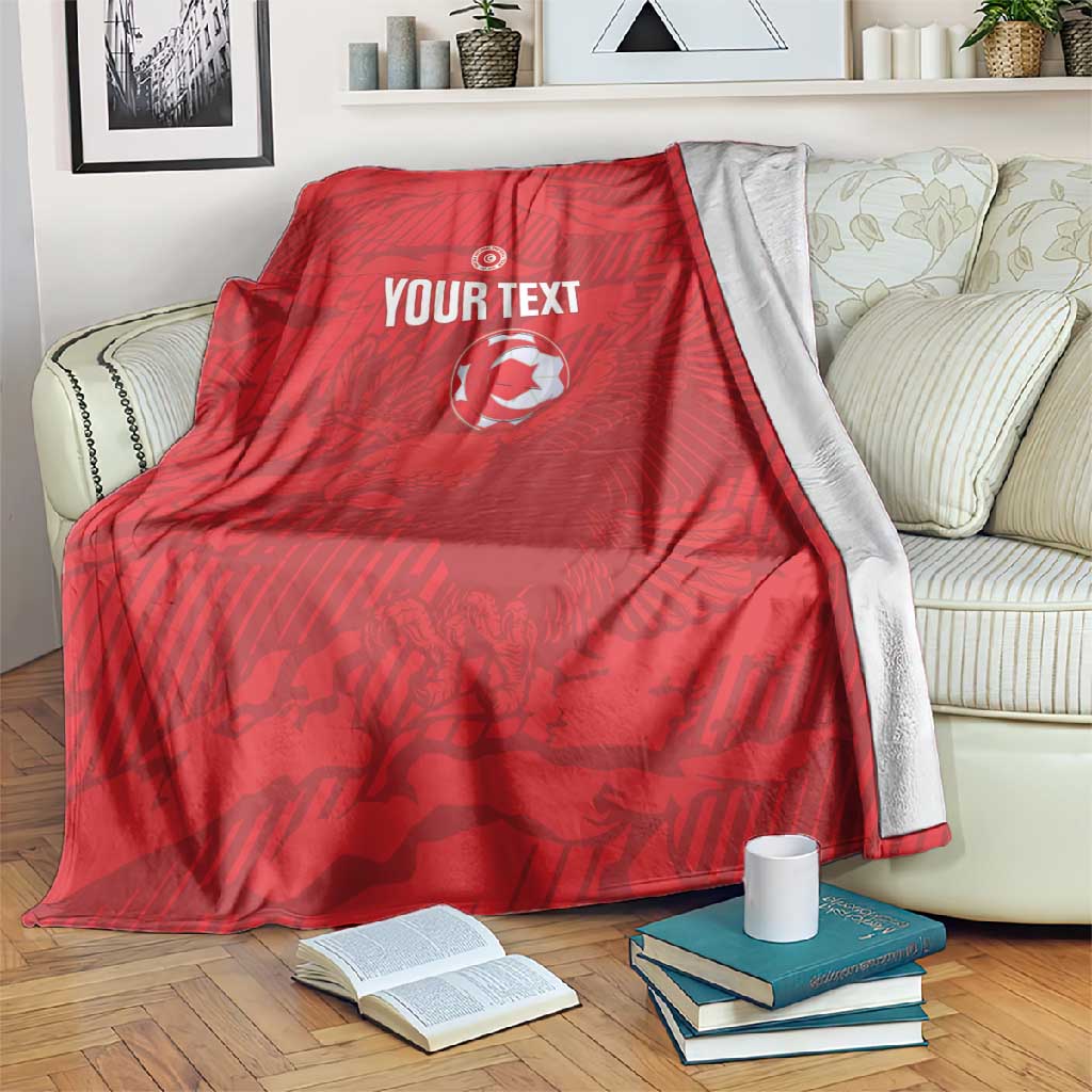 Custom Tunisia Football Blanket 2026 Eagles of Carthage Red Grunge - Wonder Print Shop