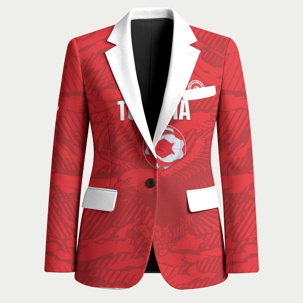 Custom Tunisia Football Blazer 2026 Eagles of Carthage Red Grunge - Wonder Print Shop