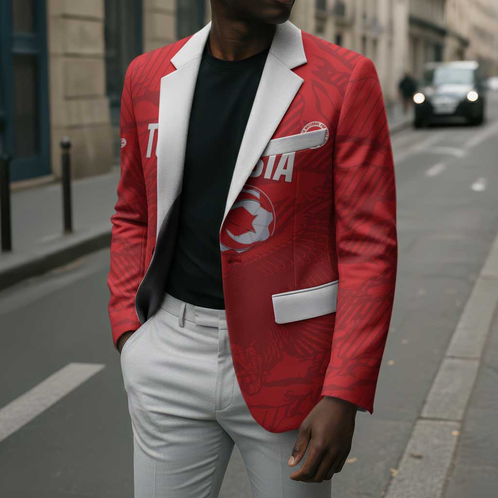 Custom Tunisia Football Blazer 2026 Eagles of Carthage Red Grunge - Wonder Print Shop