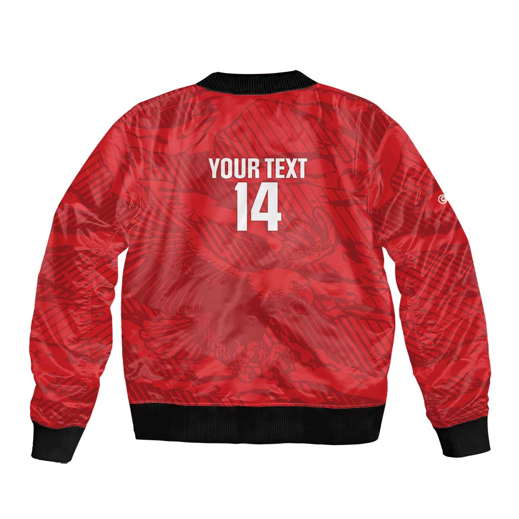 Custom Tunisia Football Bomber Jacket 2026 Eagles of Carthage Red Grunge - Wonder Print Shop