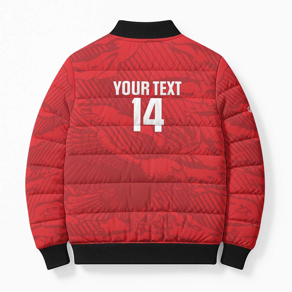 Custom Tunisia Football Bomber Puffer Jacket 2026 Eagles of Carthage Red Grunge - Wonder Print Shop