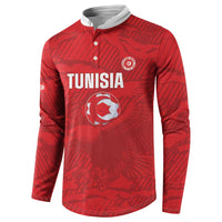 Custom Tunisia Football Button Sweatshirt 2026 Eagles of Carthage Red Grunge