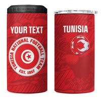 Custom Tunisia Football 4 in 1 Can Cooler Tumbler 2026 Eagles of Carthage Red Grunge - Wonder Print Shop