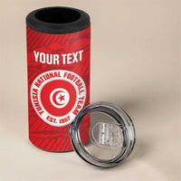 Custom Tunisia Football 4 in 1 Can Cooler Tumbler 2026 Eagles of Carthage Red Grunge - Wonder Print Shop