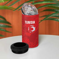 Custom Tunisia Football 4 in 1 Can Cooler Tumbler 2026 Eagles of Carthage Red Grunge - Wonder Print Shop