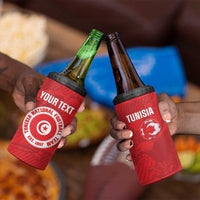 Custom Tunisia Football 4 in 1 Can Cooler Tumbler 2026 Eagles of Carthage Red Grunge - Wonder Print Shop
