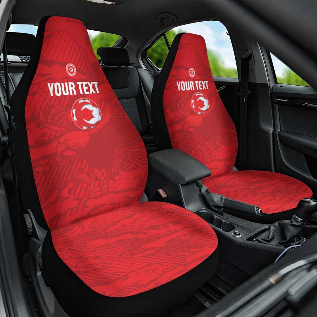 Custom Tunisia Football Car Seat Cover 2026 Eagles of Carthage Red Grunge - Wonder Print Shop