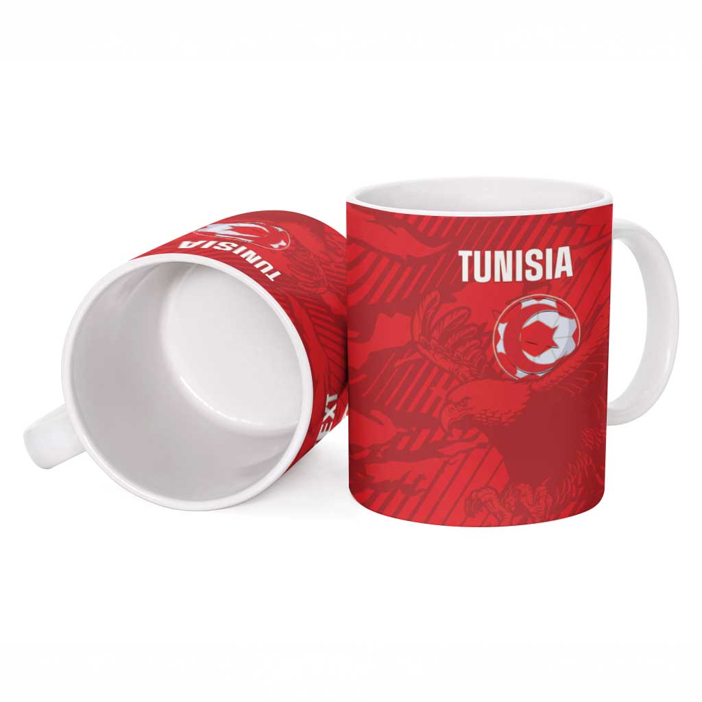 Custom Tunisia Football Ceramic Mug 2026 Eagles of Carthage Red Grunge - Wonder Print Shop