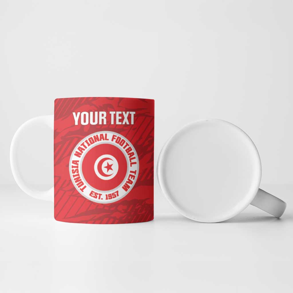 Custom Tunisia Football Ceramic Mug 2026 Eagles of Carthage Red Grunge - Wonder Print Shop