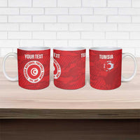 Custom Tunisia Football Ceramic Mug 2026 Eagles of Carthage Red Grunge - Wonder Print Shop