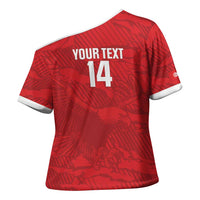 Custom Tunisia Football Cross Shoulder Shirt 2026 Eagles of Carthage Red Grunge - Wonder Print Shop