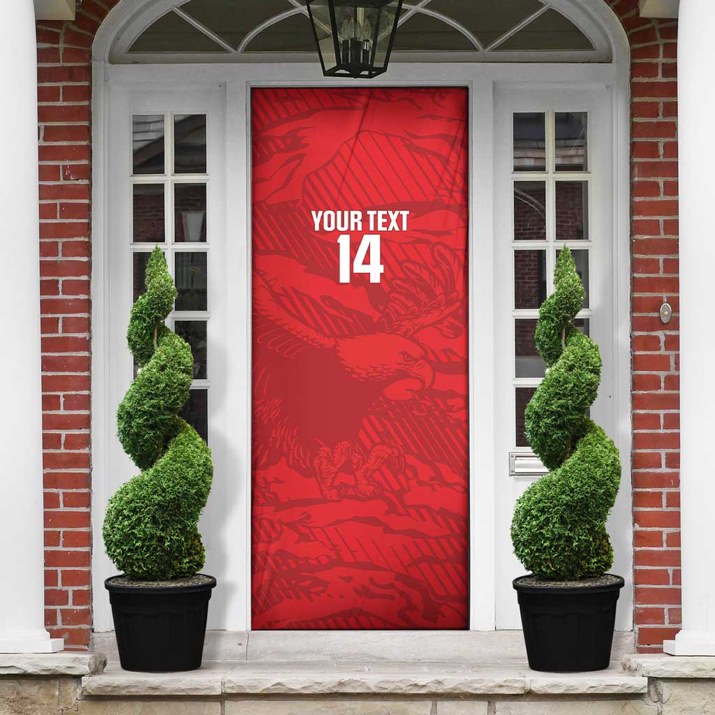 Custom Tunisia Football Door Cover 2026 Eagles of Carthage Red Grunge - Wonder Print Shop