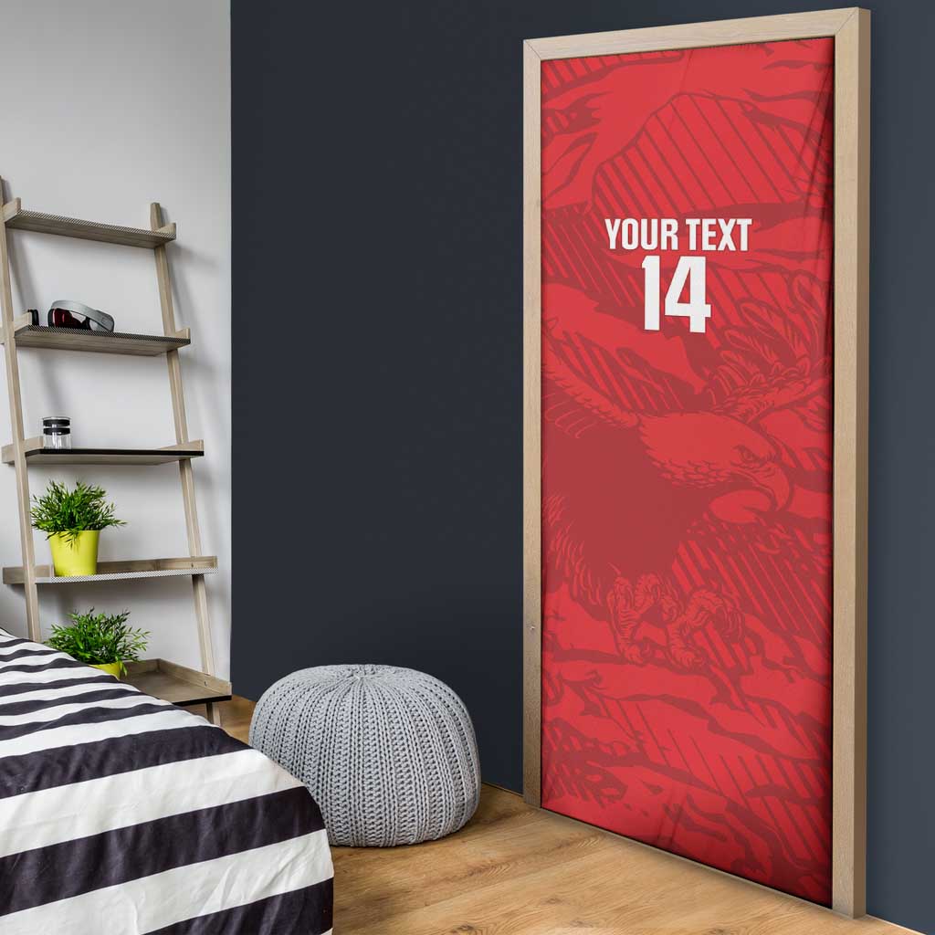 Custom Tunisia Football Door Cover 2026 Eagles of Carthage Red Grunge - Wonder Print Shop