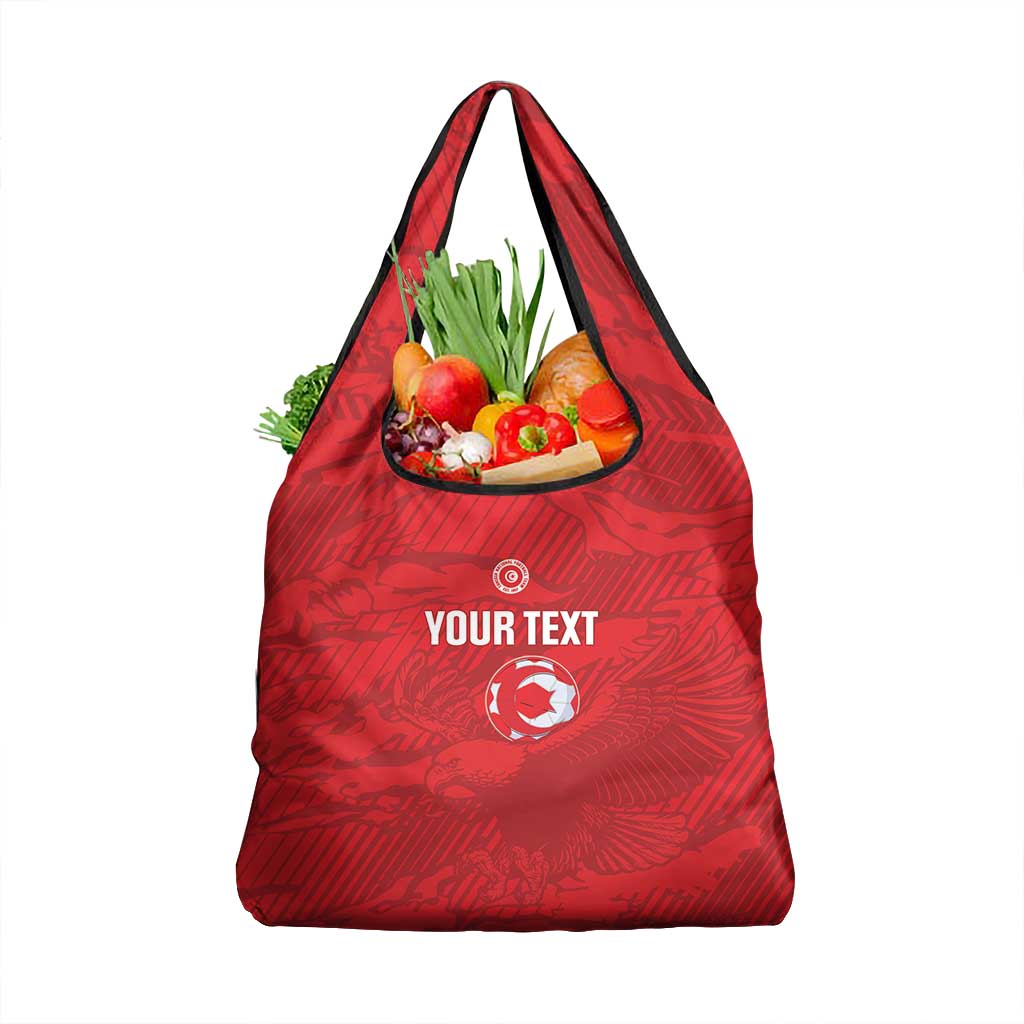 Custom Tunisia Football Grocery Bag 2026 Eagles of Carthage Red Grunge - Wonder Print Shop