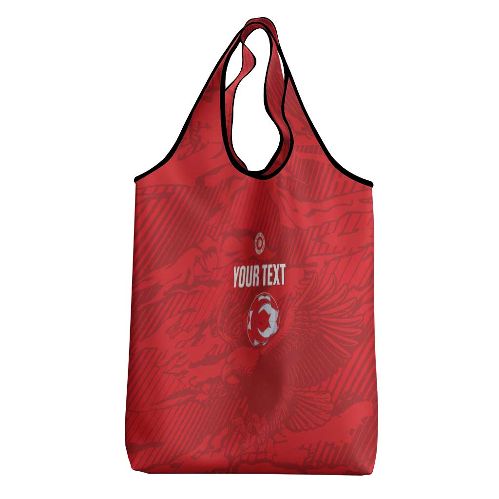 Custom Tunisia Football Grocery Bag 2026 Eagles of Carthage Red Grunge - Wonder Print Shop