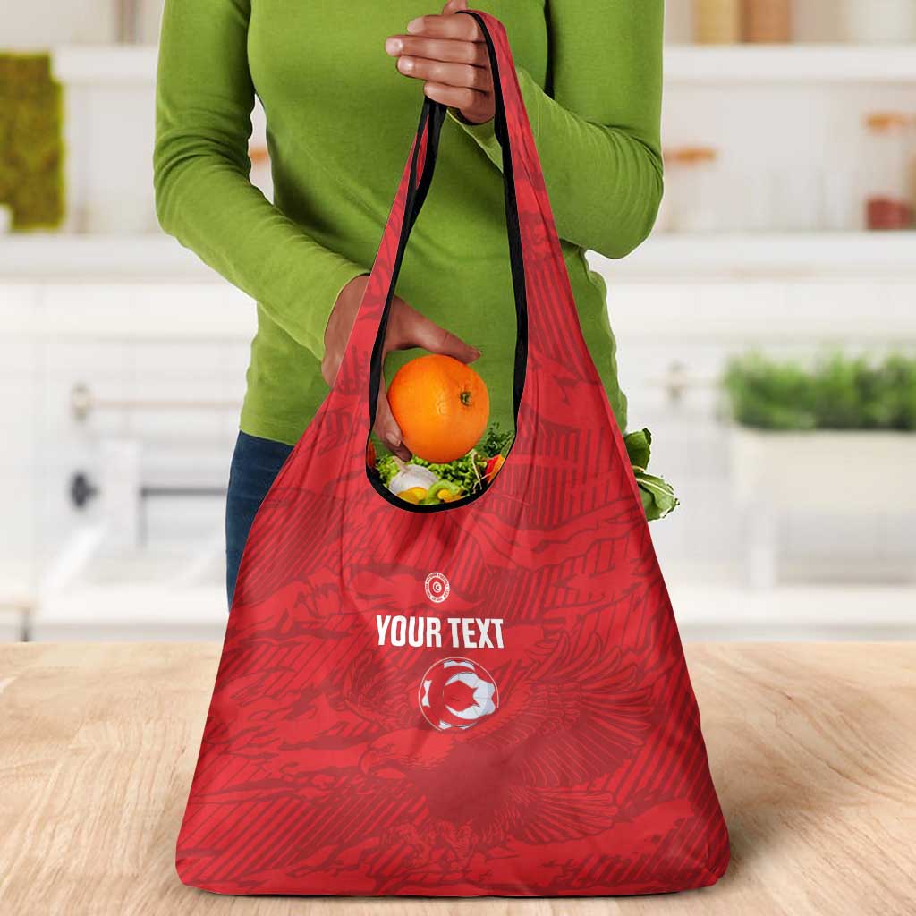 Custom Tunisia Football Grocery Bag 2026 Eagles of Carthage Red Grunge - Wonder Print Shop