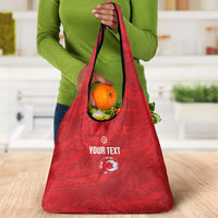 Custom Tunisia Football Grocery Bag 2026 Eagles of Carthage Red Grunge - Wonder Print Shop