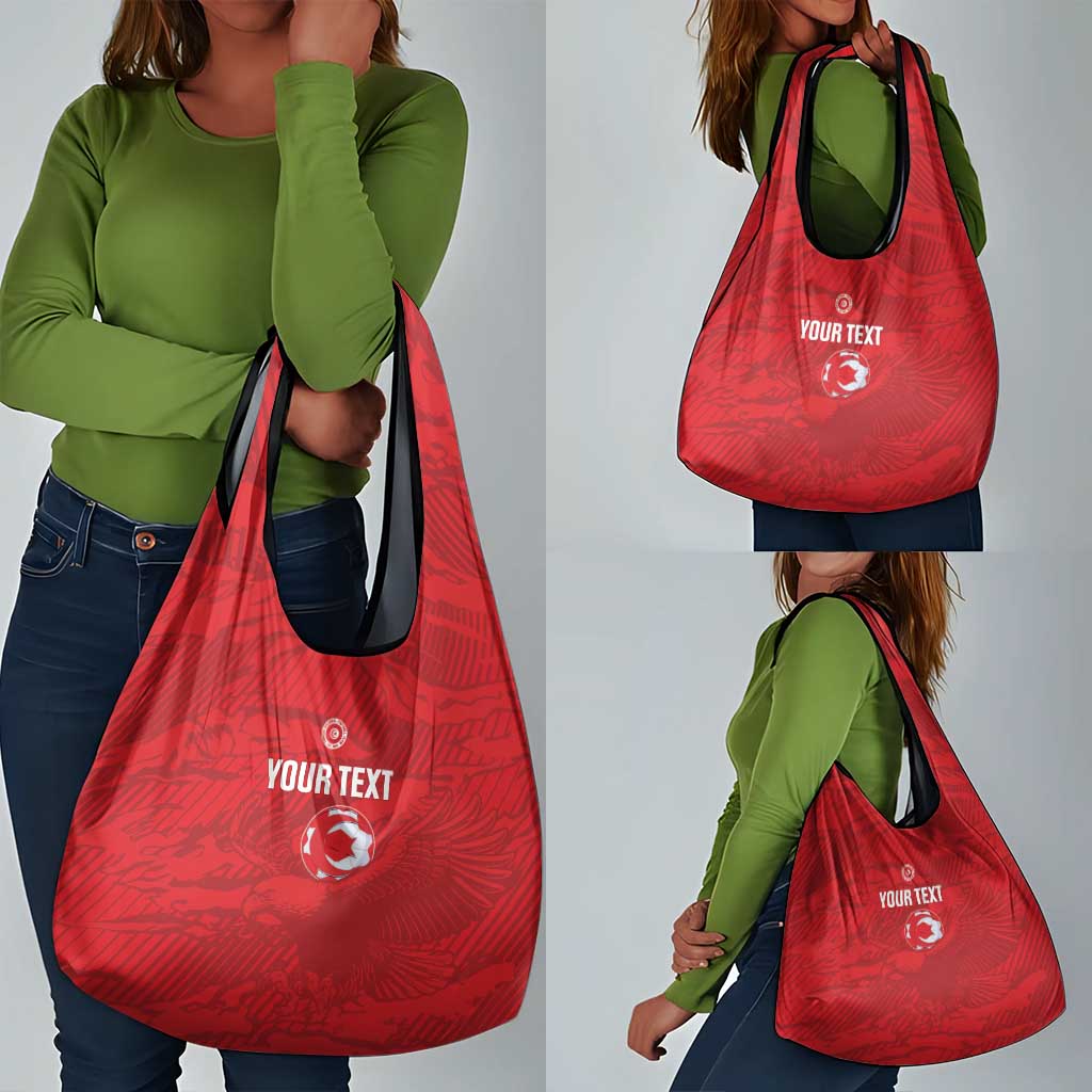 Custom Tunisia Football Grocery Bag 2026 Eagles of Carthage Red Grunge - Wonder Print Shop