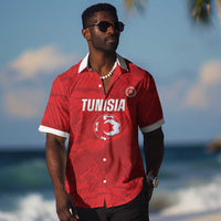 Custom Tunisia Football Hawaiian Shirt 2026 Eagles of Carthage Red Grunge LT14
