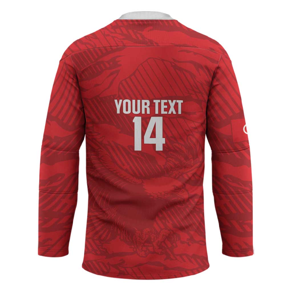 Custom Tunisia Football Hockey Jersey 2026 Eagles of Carthage Red Grunge - Wonder Print Shop
