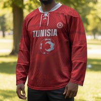 Custom Tunisia Football Hockey Jersey 2026 Eagles of Carthage Red Grunge - Wonder Print Shop