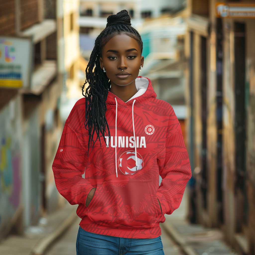 Custom Tunisia Football Hoodie 2026 Eagles of Carthage Red Grunge - Wonder Print Shop