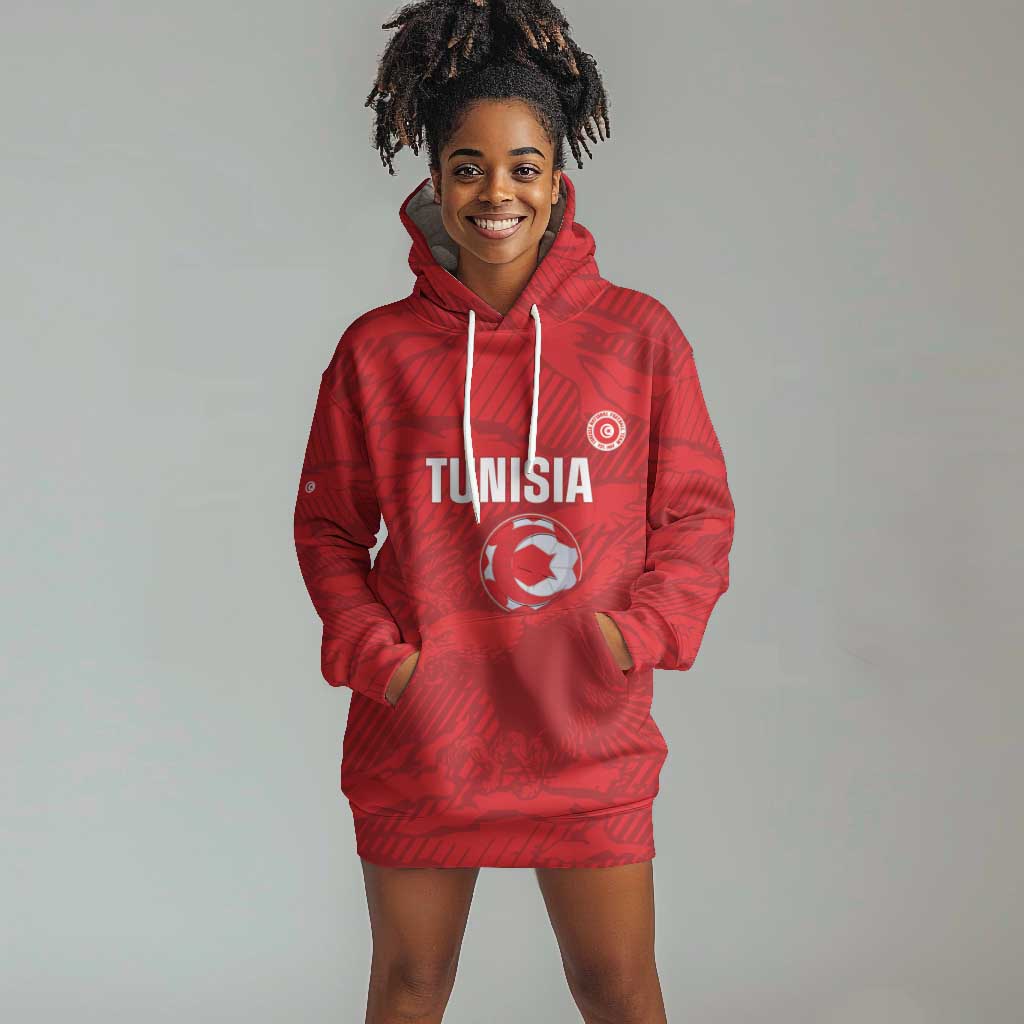Custom Tunisia Football Hoodie Dress 2026 Eagles of Carthage Red Grunge - Wonder Print Shop