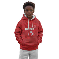Custom Tunisia Football Kid Hoodie 2026 Eagles of Carthage Red Grunge - Wonder Print Shop