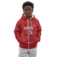 Custom Tunisia Football Kid Hoodie 2026 Eagles of Carthage Red Grunge - Wonder Print Shop