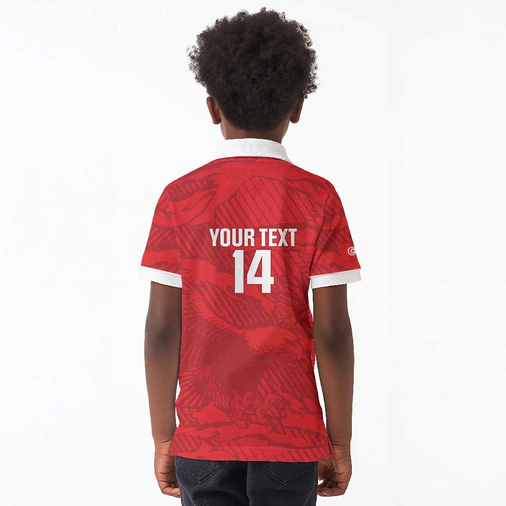 Custom Tunisia Football Kid Polo Shirt 2026 Eagles of Carthage Red Grunge LT14