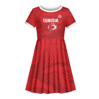 Custom Tunisia Football Kid Short Sleeve Dress 2026 Eagles of Carthage Red Grunge LT14