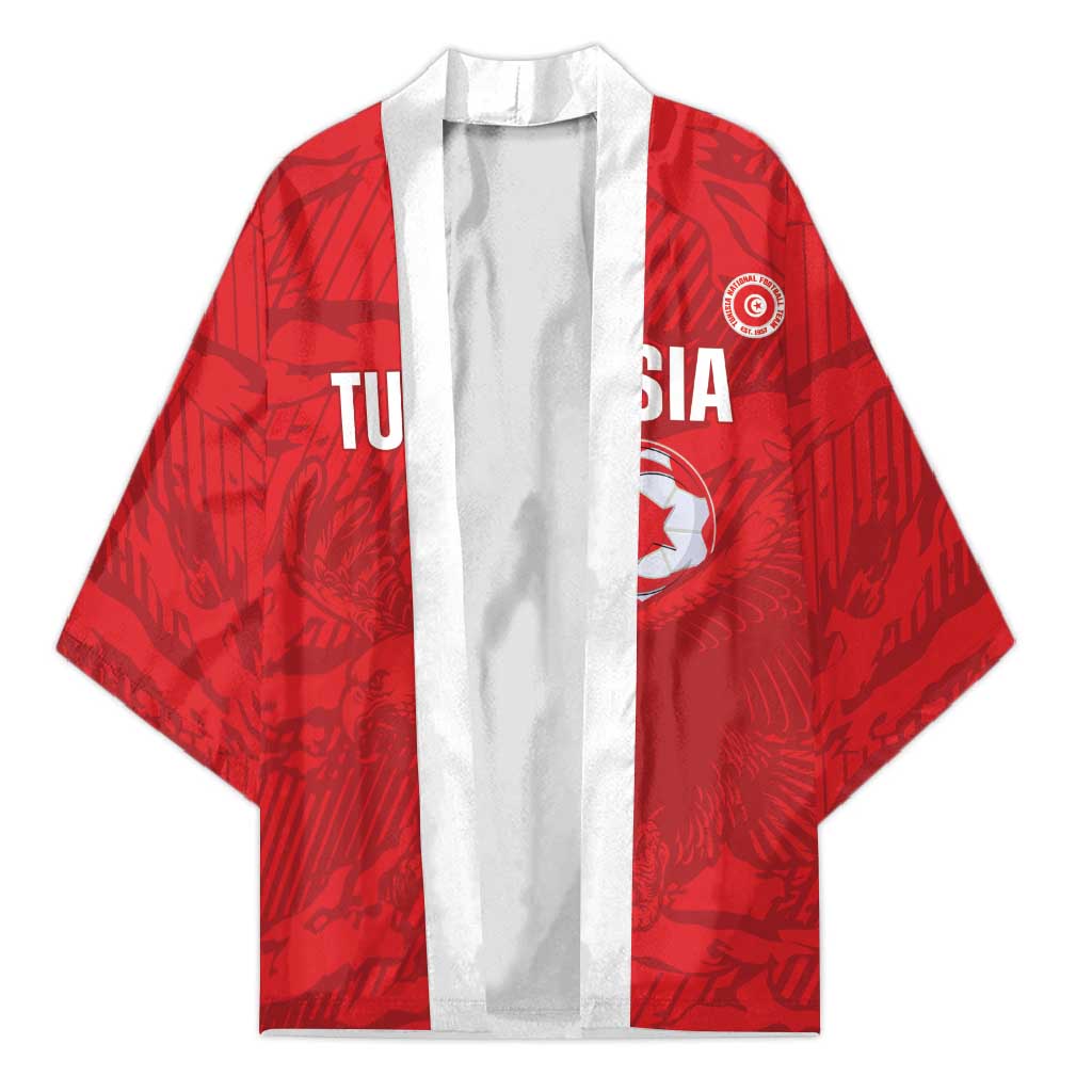 Custom Tunisia Football Kimono 2026 Eagles of Carthage Red Grunge - Wonder Print Shop