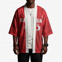 Custom Tunisia Football Kimono 2026 Eagles of Carthage Red Grunge - Wonder Print Shop