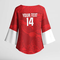 Custom Tunisia Football Kimono Sleeve Blouse 2026 Eagles of Carthage Red Grunge - Wonder Print Shop