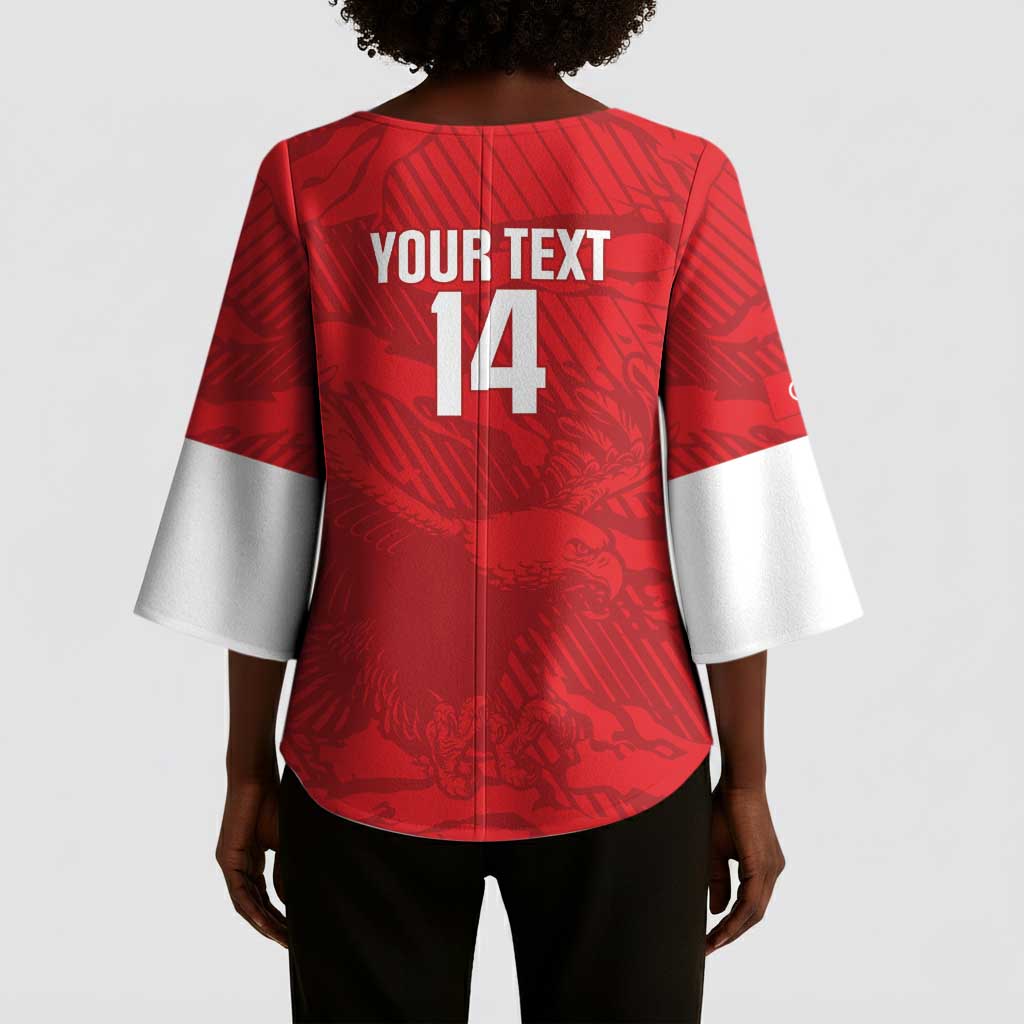 Custom Tunisia Football Kimono Sleeve Blouse 2026 Eagles of Carthage Red Grunge - Wonder Print Shop