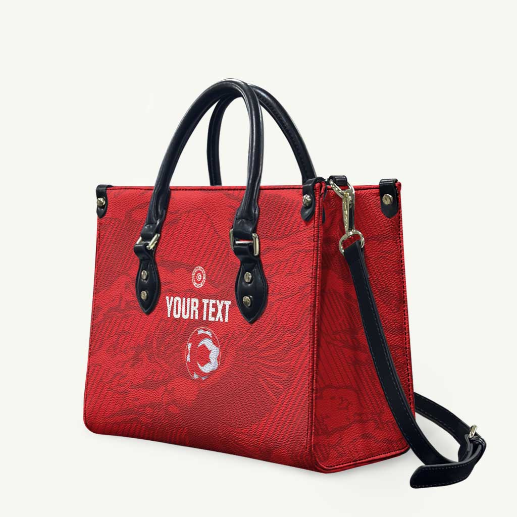 Custom Tunisia Football Leather Bag 2026 Eagles of Carthage Red Grunge - Wonder Print Shop