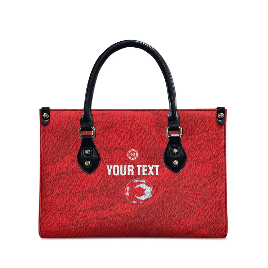 Custom Tunisia Football Leather Bag 2026 Eagles of Carthage Red Grunge - Wonder Print Shop