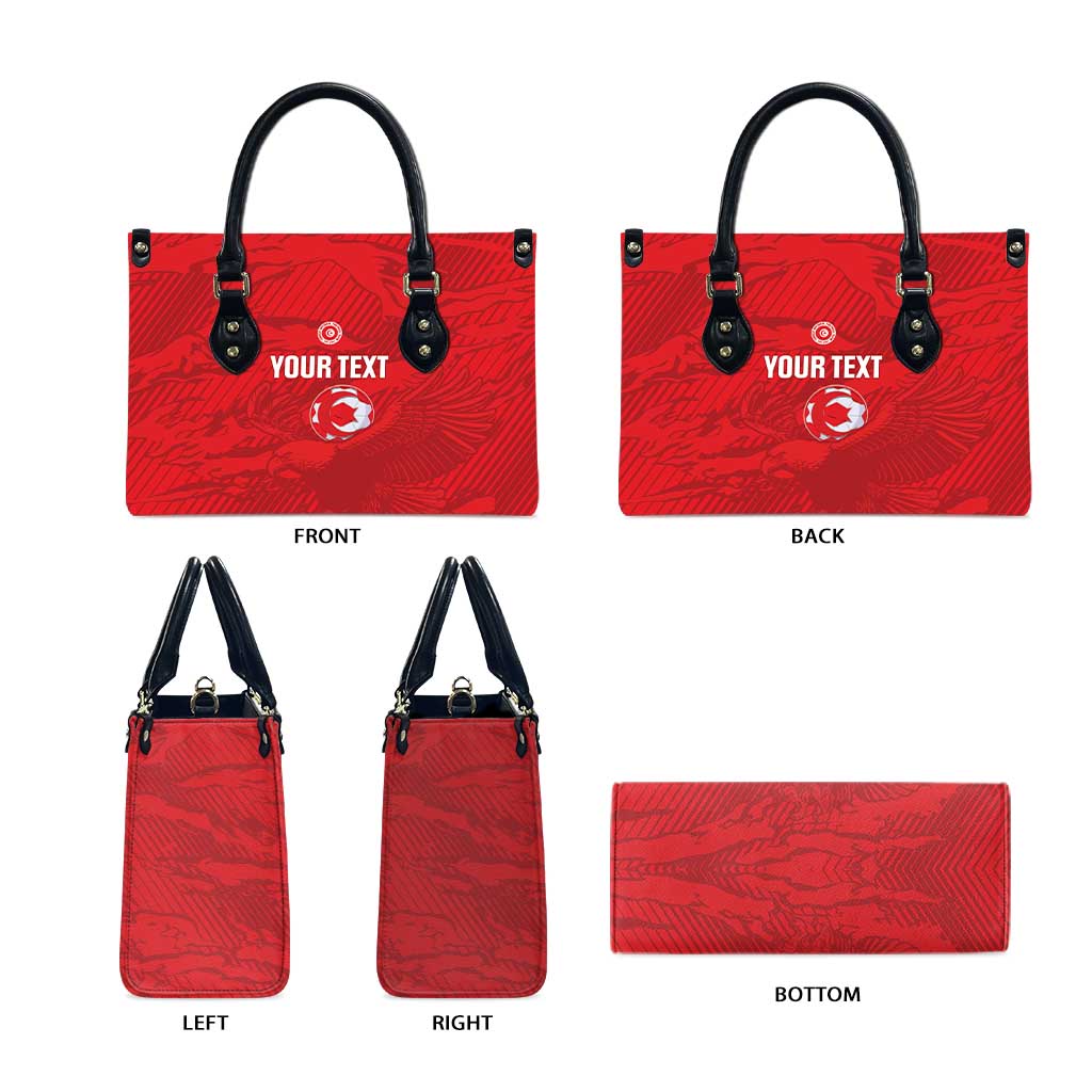 Custom Tunisia Football Leather Bag 2026 Eagles of Carthage Red Grunge - Wonder Print Shop