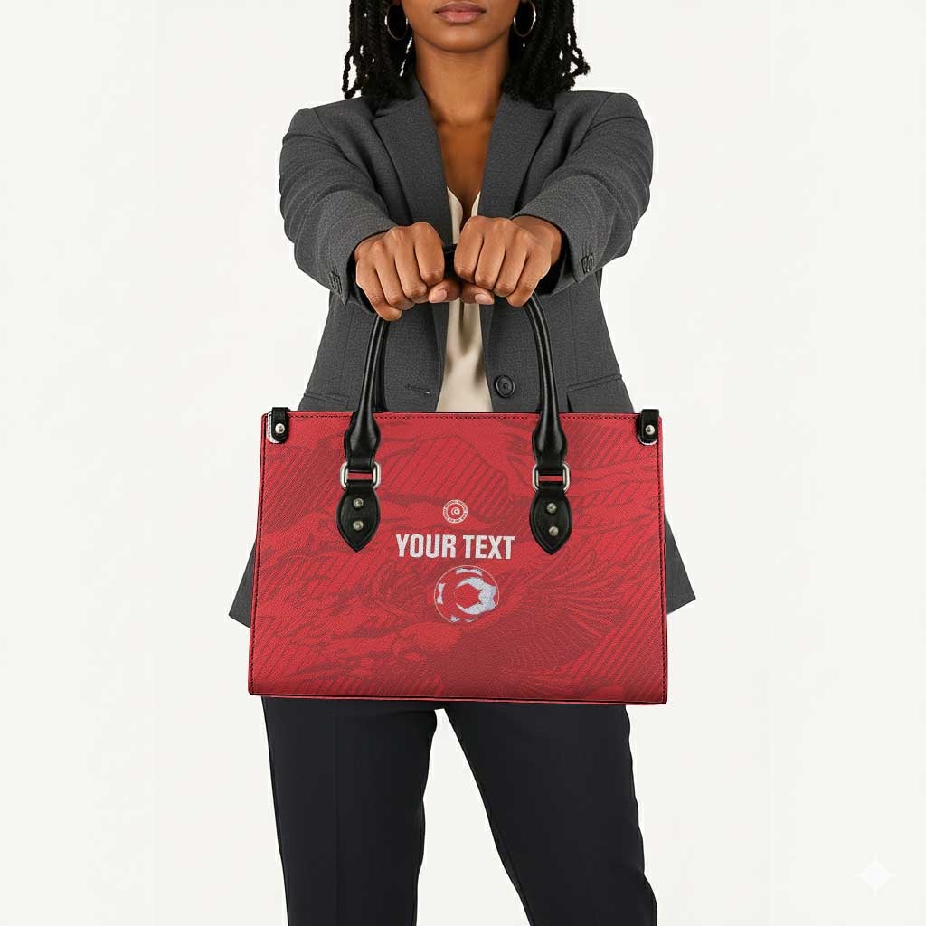 Custom Tunisia Football Leather Bag 2026 Eagles of Carthage Red Grunge - Wonder Print Shop
