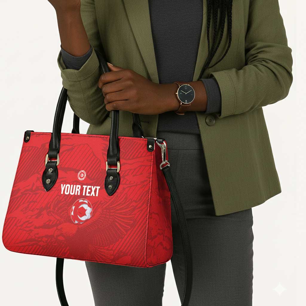 Custom Tunisia Football Leather Bag 2026 Eagles of Carthage Red Grunge - Wonder Print Shop