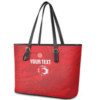 Custom Tunisia Football Leather Tote Bag 2026 Eagles of Carthage Red Grunge - Wonder Print Shop