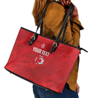 Custom Tunisia Football Leather Tote Bag 2026 Eagles of Carthage Red Grunge - Wonder Print Shop