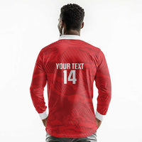 Custom Tunisia Football Long Sleeve Polo Shirt 2026 Eagles of Carthage Red Grunge - Wonder Print Shop